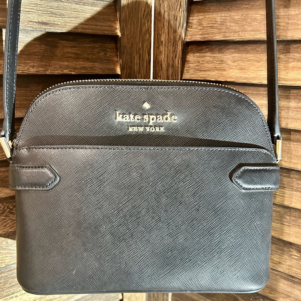 Kate Spade Staci Black Saffiano Leather Dome Crossbody Purse WKR00645